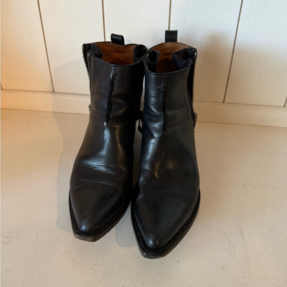 Black Frye Double zip booties
